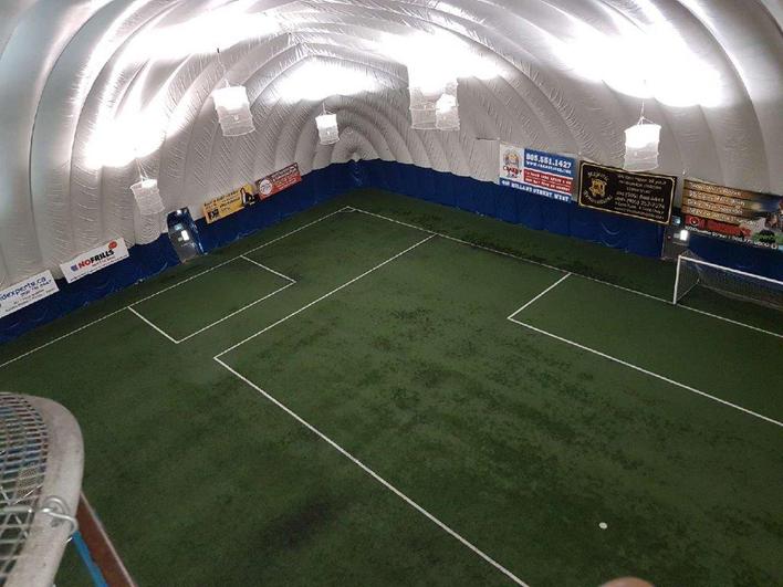 High-bay LED lighting at the Bradford soccer dome