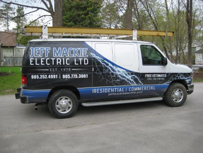 Jeff Mackie Electric service van, lettered residential and commercial